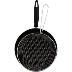 Poele a frire - MENASTYL - 3645749 - En acier émaillé - Noir - 26 cm -