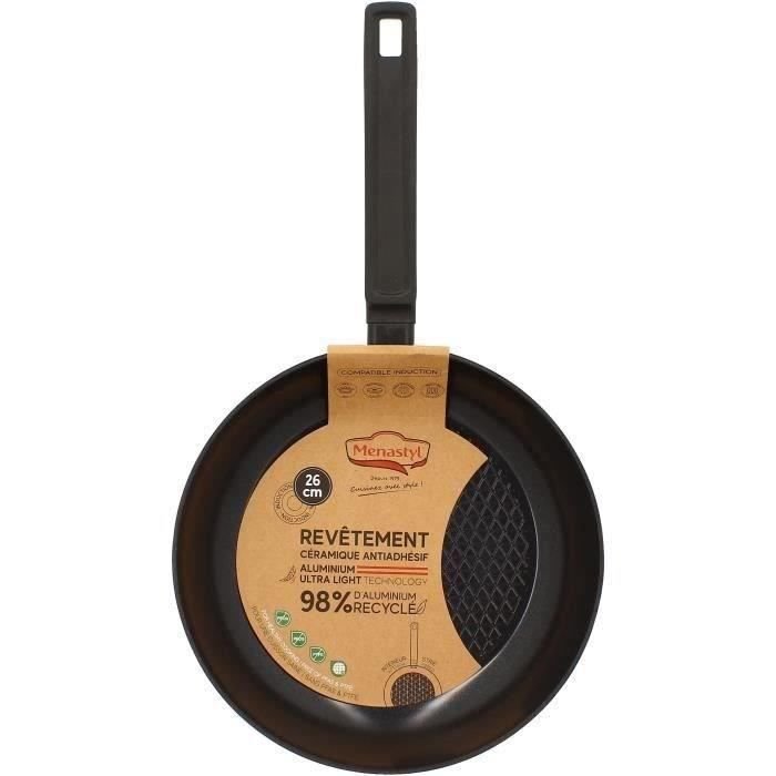 Poele - MENASTYL - 6020637 - En aluminium forgé - 26 cm - Noir - Tous 