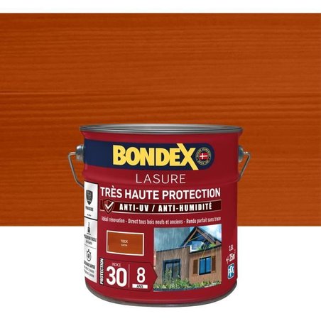 Holzlasur mit sehr hohem Schutz 8 Jahre Teak 2,5L Bondex