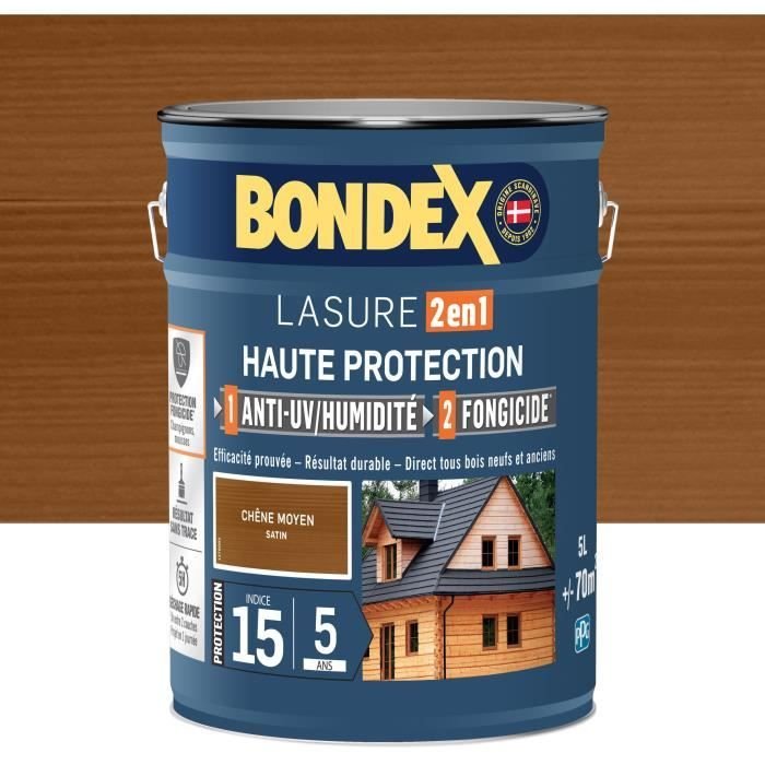 2-in-1-Hochschutzbeize  Eiche mittel satiniert  BONDEX  5 l