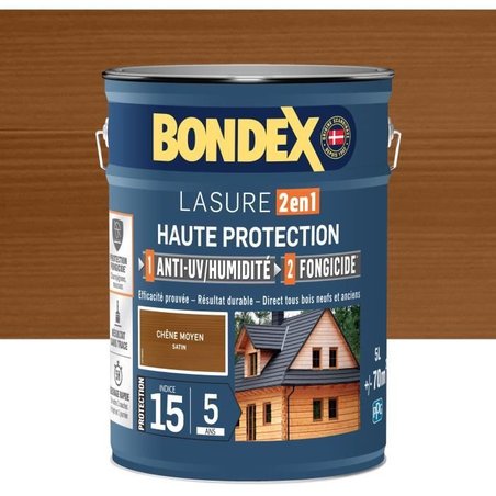 2-in-1-Hochschutzbeize  Eiche mittel satiniert  BONDEX  5 l