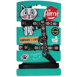 Kit de arnés y correa - AIMÉ - Rojo reflectante para gatos