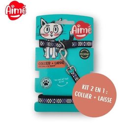 Collar & Leash Kit - AIMÉ - Reflective Purple for Cats