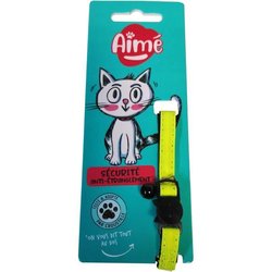 Collier pour chat - AIME - Jaune fluo, paillettes dorées, grelot argen