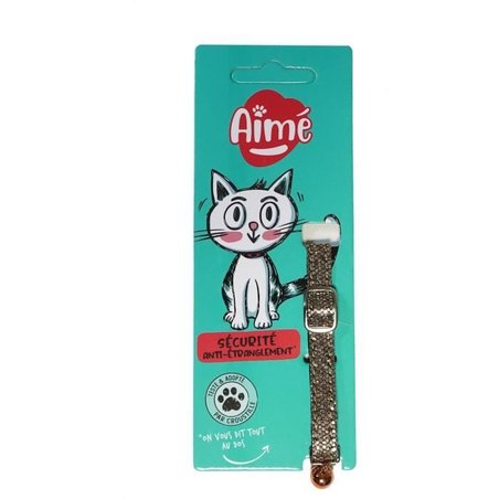 Collare per gatti - AIME - Brillante - Nylon rosso, campanellino argen