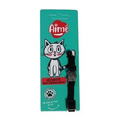 Collare per gatti - AIME - Velluto nero - Nylon, motivi rossi/bianchi,