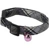 Collar para gato - AIME - Tartán rosa - Azul vaquero, flor color caram