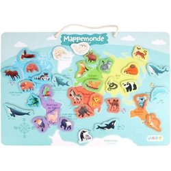 Magnetische Kontinente-Tafel - Lernspiel - JADE - 30 Tierteile - FSC-H