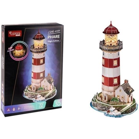 Puzzle 3D del faro - Gioco di costruzione - EXPLORA - 72 pezzi - Da 8 