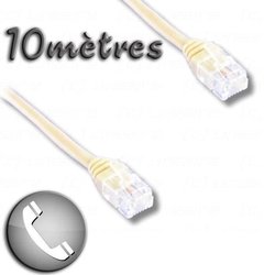 Cordon ADSL RJ11 mâle / RJ11 mâle 10m - LINEAIRE - Connecteur RJ11 6P4