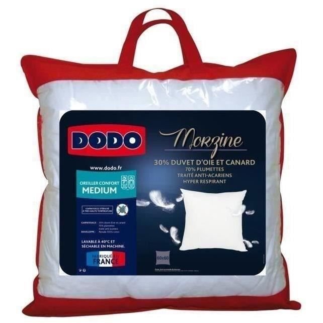 DODO Cuscino in piuma d oca MORZINE Anti-Acarions 65x65cm bianco