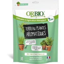 Terreau plantes aromatiques - ORBIO - 3 L - Substrat spécifique aromat