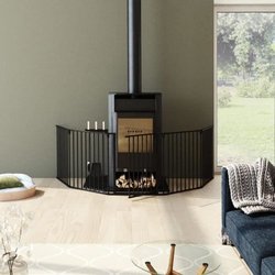 Barriere pare-feu de cheminée ou poele a bois 6 pans - 360 cm - Noir -