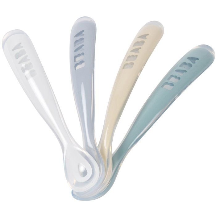 Béaba Set de 4 cucharas primera comida Silicona suave Rainbow