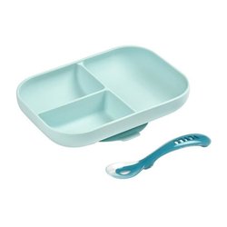 BEABA Set de almuerzo de silicona 2 piezas compartimento - azul