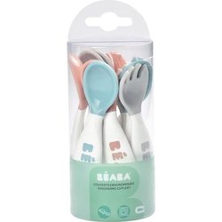 BEABA Set di 6 cucchiai ergonomici + 4 forchette (rosa antico + verde 