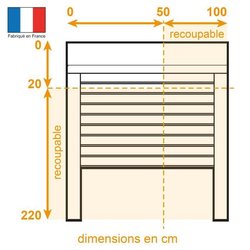 FRANCE-COMBI Rollladen manuell PVC mit Zug für Tür - L 100 x H 220 cm