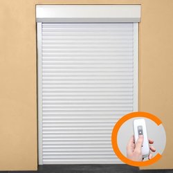 Rollladen PVC - H 2,2 x B 1,2 m - Elektrofunk - Weiß