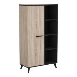 WAYNE Sideboard Wohnzimmer Set + Hochtisch + Vitrine - Dekor aus gebür