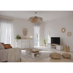 Ensemble Salon ACCESS : Table basse + Banc TV + Enfilade 4 portes - De