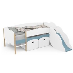 DEMEYERE Schiebebett  90 x 200 cm  Lattenrost  2 Schubladen  Dekor