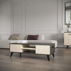 Wohnzimmerset - TV-Bank, Couchtisch - KENT - Eichenmaserung / Sidewalk