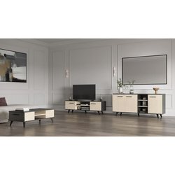 Wohnzimmerset - Sideboard, hohes Sideboard, Couchtisch - KENT - Eichen