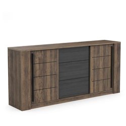 MONACO-Sideboard  Eichen- und Schwarzdekor  2 Schiebetüren + 3 Schub