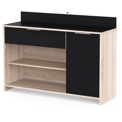 MIKE Küchen Sideboard L 123cm - Dekor Eiche roh und schwarz