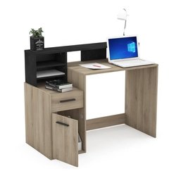 Schreibtisch mit Stauraum  DELPHI  Eiche/Schwarz  L126,2 x T59,8 x 