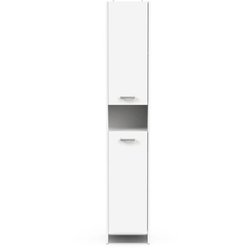 Badezimmer-Waschsäule - Mattweiß - 2 Türen - L34,2 x T33 x H185 cm - D