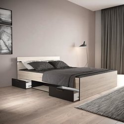 Doppelbett - DEMEYERE - MICHIGAN - 160 x 200 cm - Gebürstete Eiche und