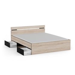 Doppelbett - DEMEYERE - MICHIGAN - 160 x 200 cm - Gebürstete Eiche und