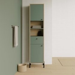 Badezimmerschrank - 2 Türen - 1 Schublade - L38,8 x T33,1 x H201,5 cm 