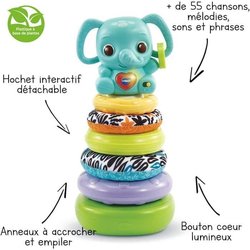 VTECH BABY - Nino, Baby Elephant Stacko 3 in 1 (plastica a base biolog