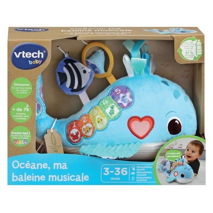 VTECH OCÉANE, MI BALLENA MUSICAL (BOTELLAS DE PLÁSTICO RECICLADO)