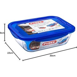 PYREX COOK & GO Piatto rettangolare per conservazione 3,3l 30x23cm + C
