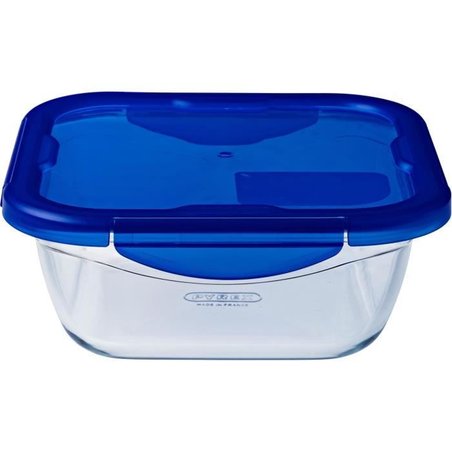 PYREX COOK & GO Conservation dish square 0,8l 16cm + Blue lid