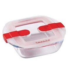 PYREX - COOK & HEAT - Square glass box with lid 25 * 22 cm
