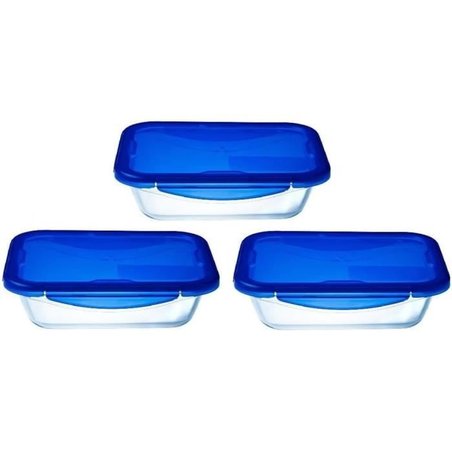 3er-Set Lunchboxen - PYREX - Cook & Go - Glas - Rechteckig - Luftdicht
