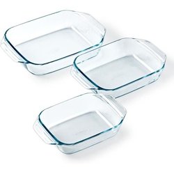 Juego de 3 fuentes para horno - PYREX - Vidrio - Rectangular - Irresis