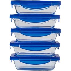 Juego de 5 Fiambreras Pyrex Cook & Go de Vidrio Rectangular con Tapa H
