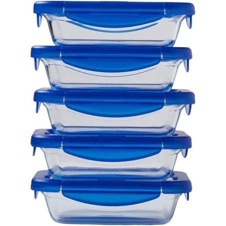 Lot de 5 Lunch Box - PYREX - Cook & Go - Verre - Rectangulaire - Couve