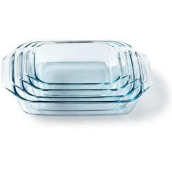 Juego de 4 fuentes para horno - PYREX - Vidrio - Rectangular - 27/31/3