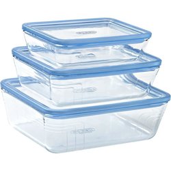 Juego de 3 recipientes de almacenamiento con tapa - PYREX - Sin plásti