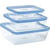 Set van 3 opbergdozen met deksel - PYREX - Zero Plastic - Glas - Recht