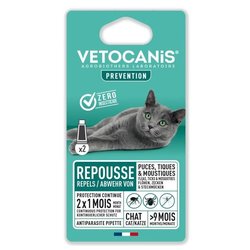 VETOCANIS 2 Anti-Floh- und Anti-Zecken-Pipetten - Für Katzen - 2x 1 Mo