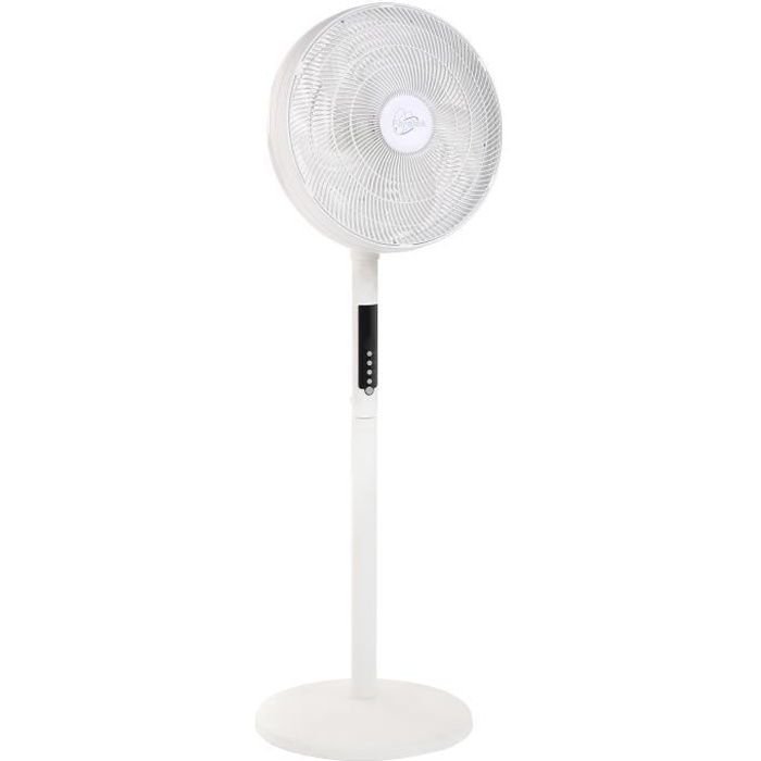 AIR-LIGHT RING - White pedestal fan & air mixer Ø40cm 70W with LED lig