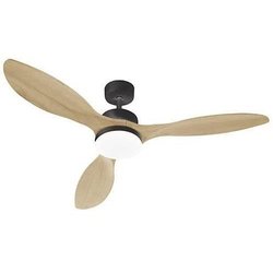 OKLAHOMA Noir & Bois - Ventilateur de plafond Ø137cm 100W + éclairage 
