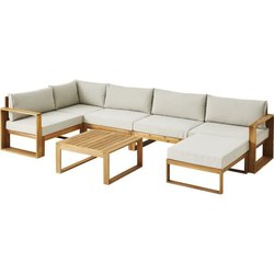Salon de jardin d angle modulable LEVATA XL - Bois d acacia FSC - 8 pe